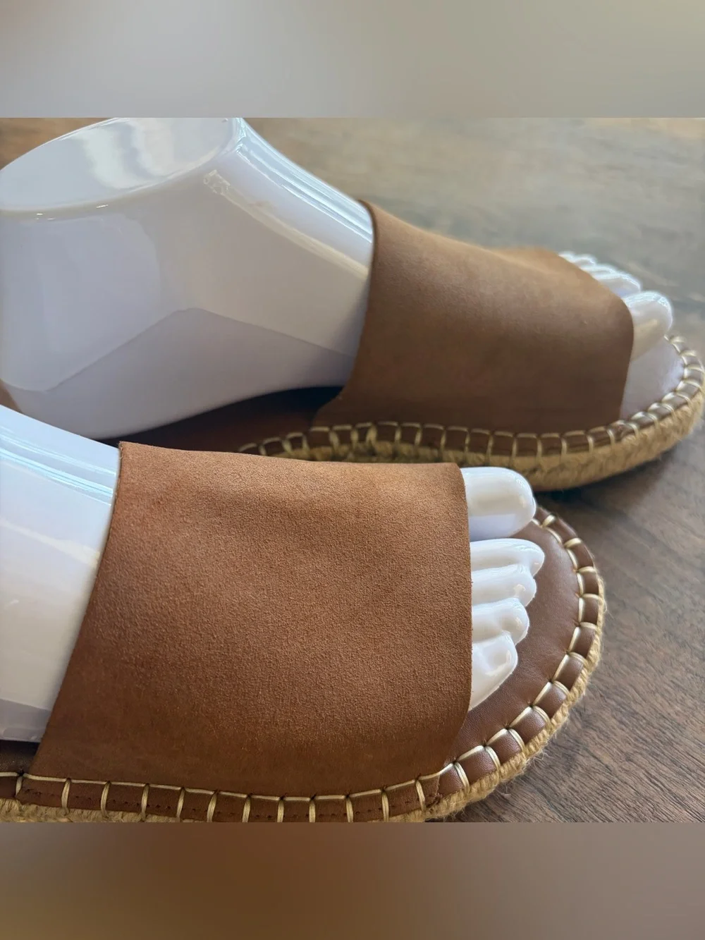 Abercrombie & Fitch New! Brown Slide Sandals with Espadrille Stitching size 38